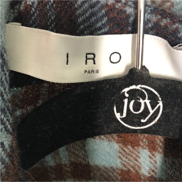 IRO Paris Gabyn Flannel Jacket Plaid Blue Brown Wool EU 32 - Picture 2 of 5